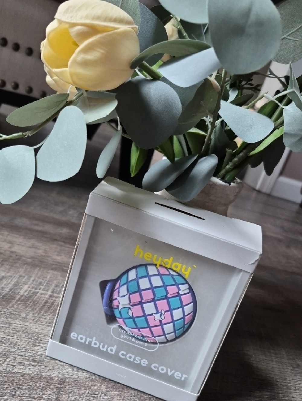heyday Iridescent Mosaic Earbud Case - Lavender & Blue Disco Ball